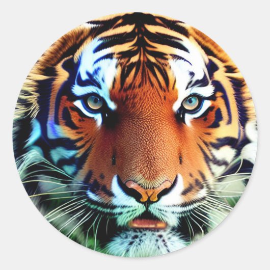 Tiger Face Ronde Sticker (Voorkant)