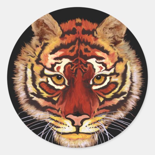Tiger Face Ronde Sticker (Voorkant)