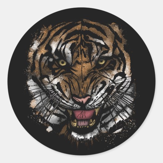 Tiger Face Ronde Sticker (Voorkant)