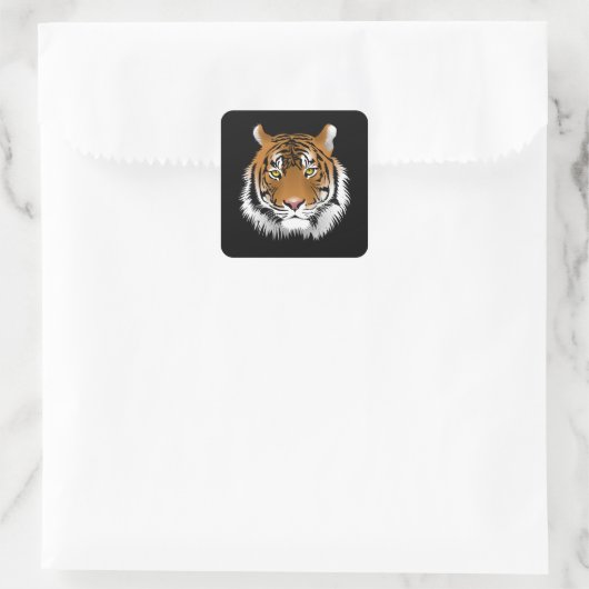 Tiger Face Square Sticker  (Sac)