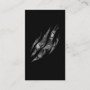 Tiger Face Torn Claw Wild Safari Animal Visitekaartje