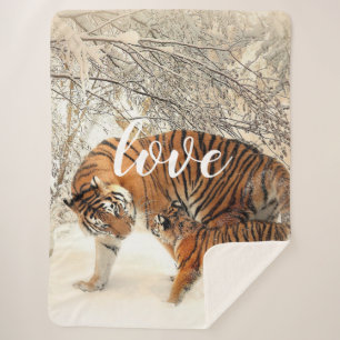 Tiger Family Sherpa Blanket Sherpa Deken