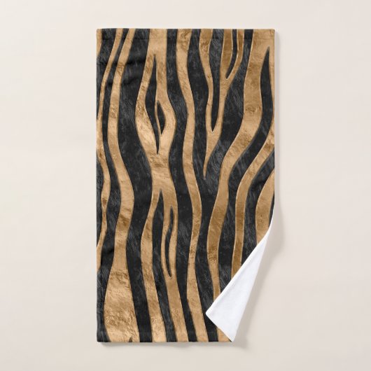 Tiger Faux Fur Textuur zwart-wit en goud Bad Handdoek (Handdoek)