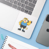Tiger Fitness Dumbbell Sticker (Laptop met iPhone)