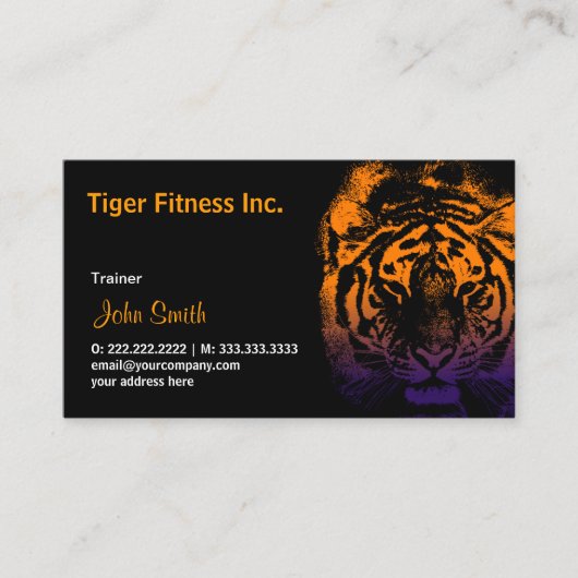 Tiger Fitness/entraînement carte de visite foncé (Devant)