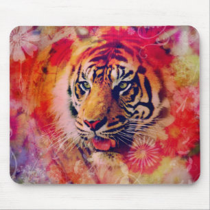 Tiger Floral Digital Art Muismat