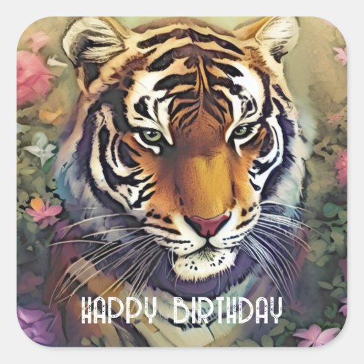 Tiger Flower Custom Text Stickers (Voorkant)