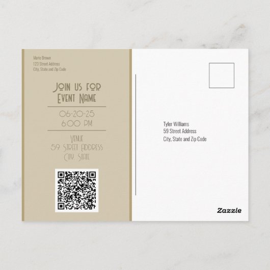 Tiger Flower Invitation QR Code Briefkaart (Achterkant)