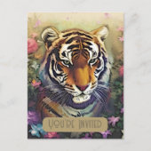 Tiger Flower Invitation QR Code Briefkaart (Voorkant)