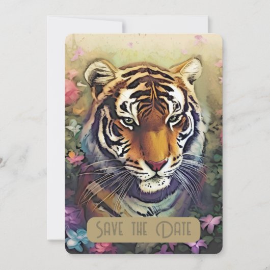 Tiger Flower Save the Date Invitation QR-code (Voorkant)