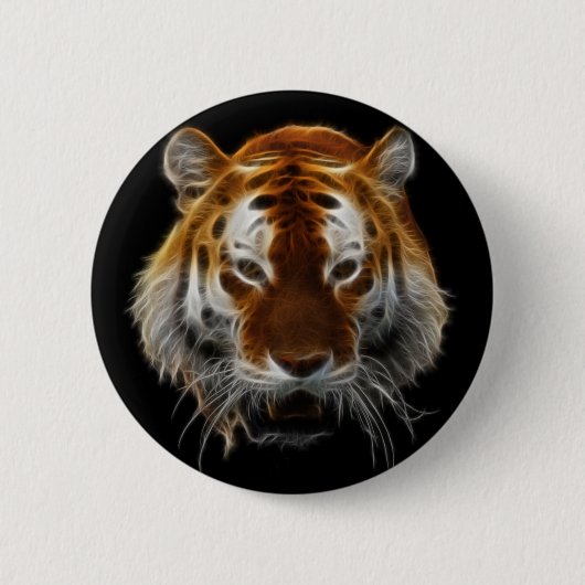 Tiger Fractal Ronde Button 5,7 Cm (Voorkant)