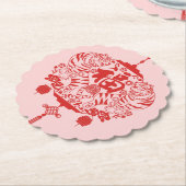 Tiger Fu Fortune Lantern-vorm Kartonnen Onderzetters (Gekanteld)