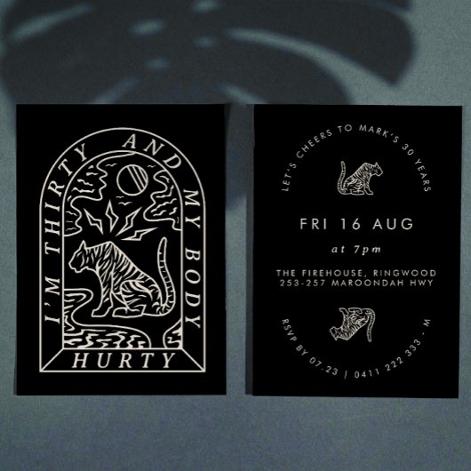 Tiger Funny Body Hurty 30th Birthday Invitation