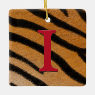 Tiger Fur Gepersonaliseerd monogram- en berichtalf Keramisch Ornament