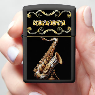 Tiger-gegraveerd saxofoon aansteker ontwerp