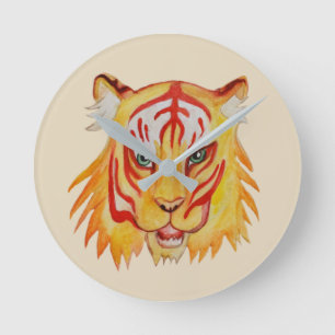 Tiger Gezicht Tekening Ronde (Medium) Wandklok Ronde Klok
