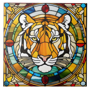 Tiger Glas in lood Decoratieve Tegel Tegeltje