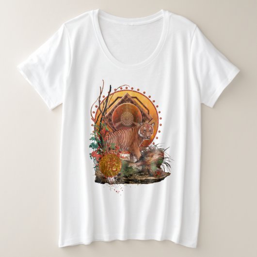 "TIGER GLORY" Malayan Tiger Grote Maat T-shirt (Design voorkant)