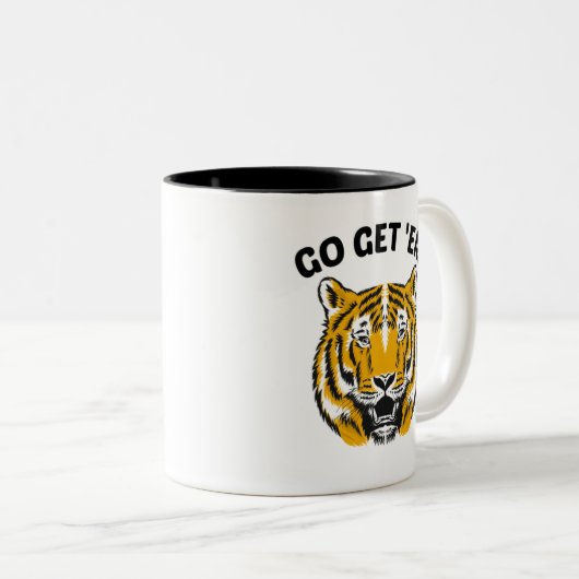 TIGER GO GET 'EM Double Sided Two-Tone COFFEE MUG (Devant droit)