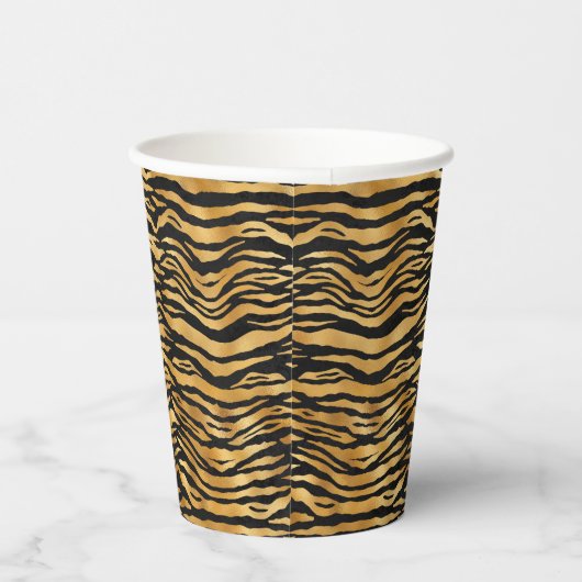 Tiger Gold Black Animal Print Papieren Bekers (Rechts)