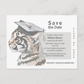 Tiger Grad | Graduation Save the Date Card Uitnodiging Briefkaart