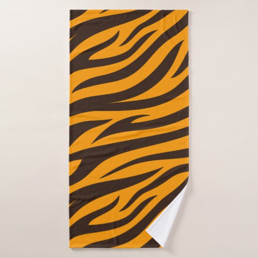 Tiger Gravure noire Orange motif en peau d'animal  (Serviette de bain)