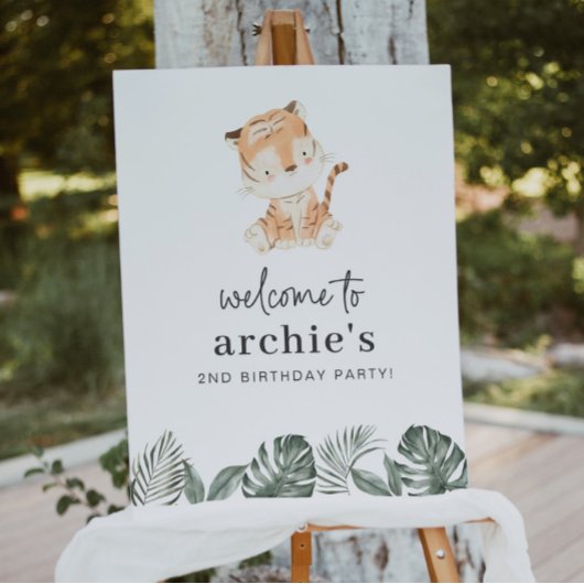 Tiger Greenery Birthday Welcome Poster