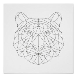 Tiger Head Geometric Black White Modern Art Print Perfect Poster