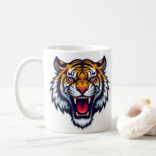 Tiger Head Mok – Wild Animal Coffee Cup (Met donut)