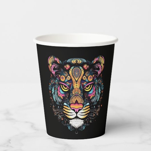 Tiger Head Papieren Bekers (Achterkant)