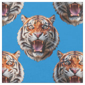 Tiger Head Pattern Design Blue  Stof (Close Up)