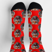 Tiger Head Pattern Design Red Sokken (Top)