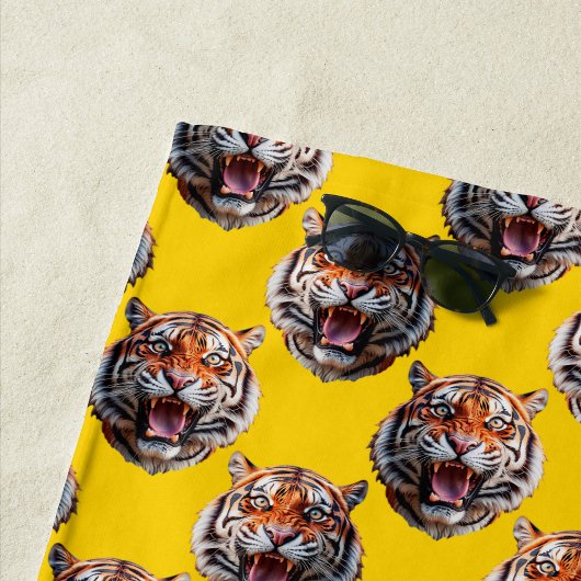 Tiger Head Pattern Design Yellow  Strandlaken