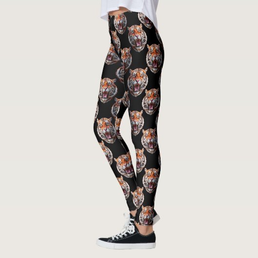 Tiger Head Pattern Design - Zwart Leggings (Links)