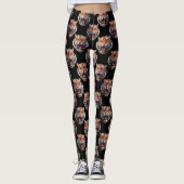Tiger Head Pattern Design - Zwart Leggings (Voorkant)