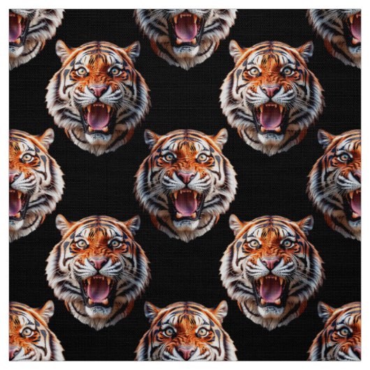 Tiger Head Pattern Design - Zwart Stof (Swatch)