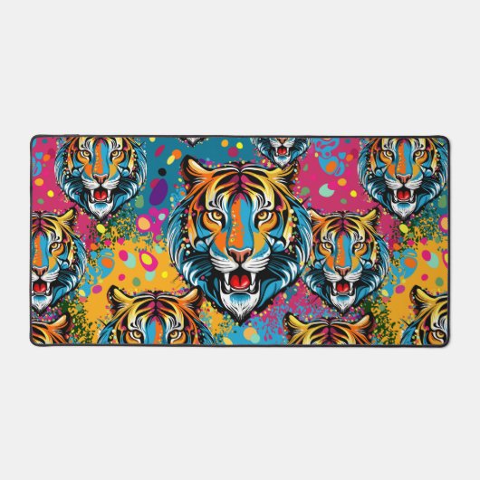Tiger Head Rainbow colors paint stains (Recto)