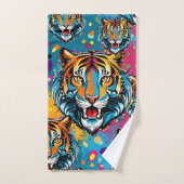 Tiger Head Rainbow colors paint stains (Serviette à main)