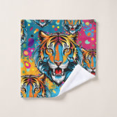 Tiger Head Rainbow colors paint stains (Gant de toilette)
