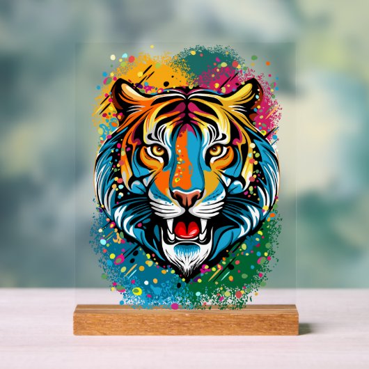 Tiger Head Rainbow colors paint stains (Neutre)