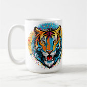 Tiger Head Rainbow colors paint stains Koffiemok (Links)
