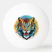 Tiger Head Rainbow colors paint stains Pingpongballen (Voorkant)