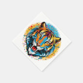 Tiger Head Rainbow colors paint stains Servet (Hoek)
