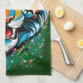 Tiger Head Rainbow colors paint stains Theedoek (Quarter Fold)