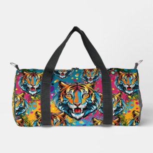 Tiger Head Rainbow kleuren verf vlekken Plunjezak