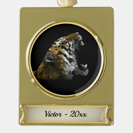Tiger Head Verguld Banner Ornament (Voorkant)