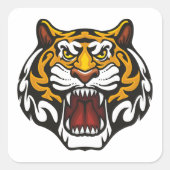 Tiger Head Vierkante Sticker (Voorkant)