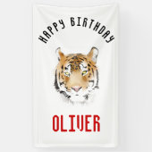 Tiger Head Waterverf Happy Birthday Backdrop Spandoek (Verticaal)