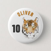 Tiger Head Waterverf Naam Leeftijd Verjaardag Ronde Button 5,7 Cm (Voorkant)