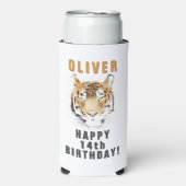 Tiger Head Waterverf Naam Verjaardagsfeest (Seltzer Voorkant)